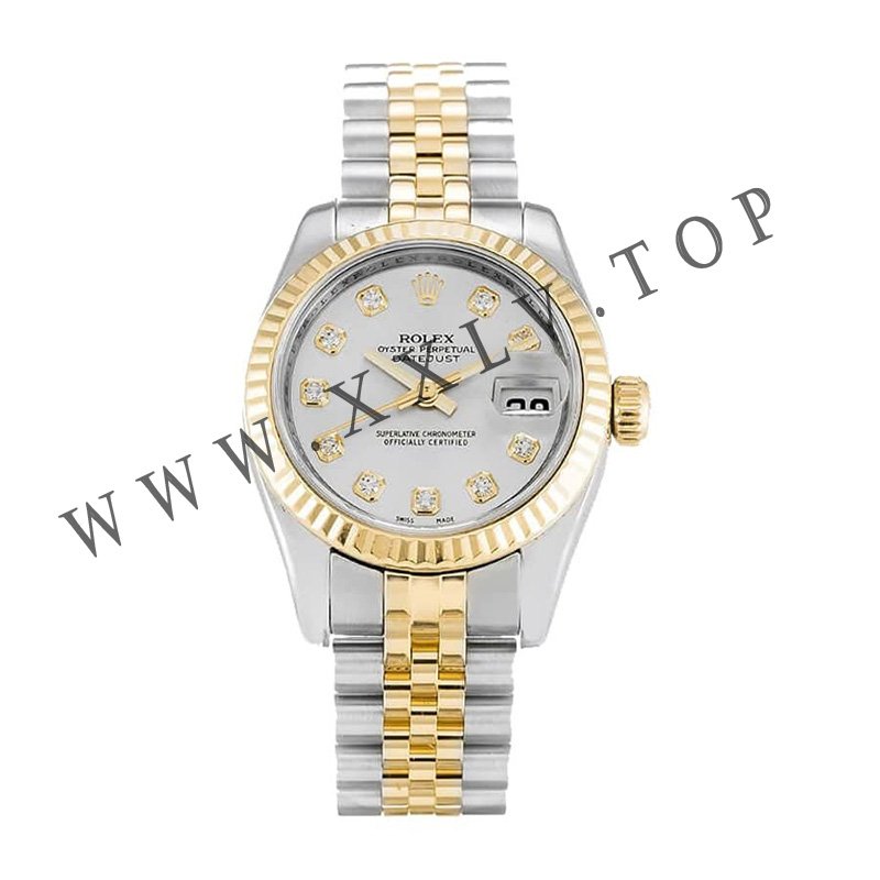 rolex datejust 179173 yellow gold & diamond silver dial
