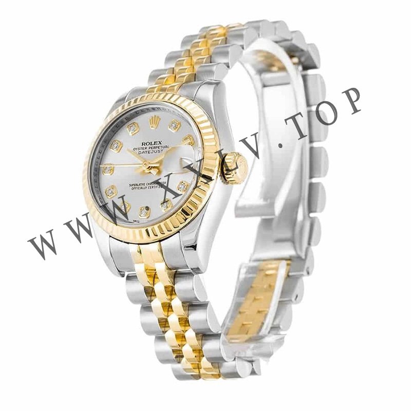 rolex datejust 179173 yellow gold & diamond silver dial